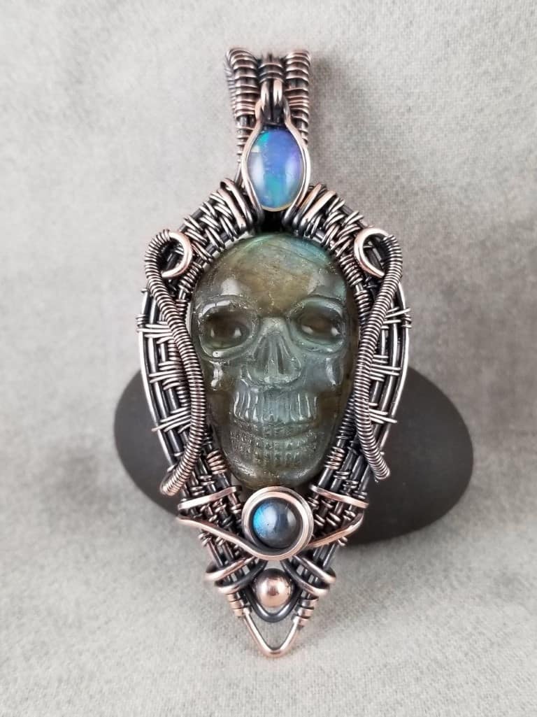 Labradorite, Opal Skull $135.00 130-c (Medium) | The Glass Tipi Gallery